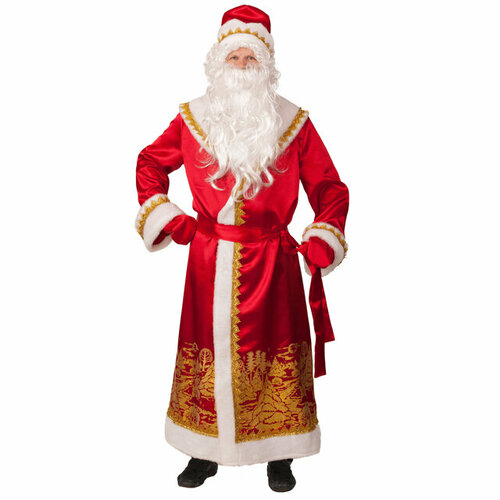 Батик Карнавальный костюм для взрослых Дед Мороз сатиновый, 54-56 (красный)