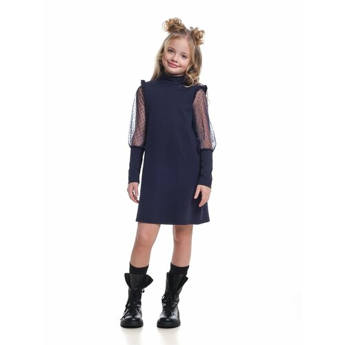 Платье Mini Maxi, хлопок, трикотаж, в горошек, синий