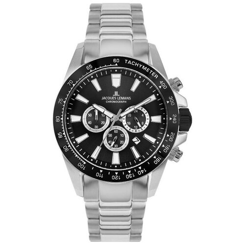 Наручные часы JACQUES LEMANS Sport Наручные часы Jacques Lemans 1-2140E с хронографом, серебряный, черный (черный/серебристый)