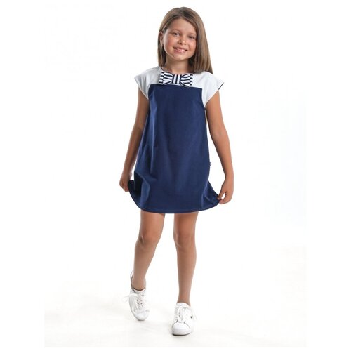 Платье Mini Maxi, хлопок, трикотаж, однотонное, синий