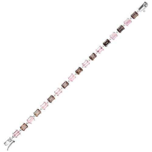 Браслет Balex, серебро, 925 проба, раухтопаз, морганит, длина 19 см (коричневый/розовый) - изображение №1