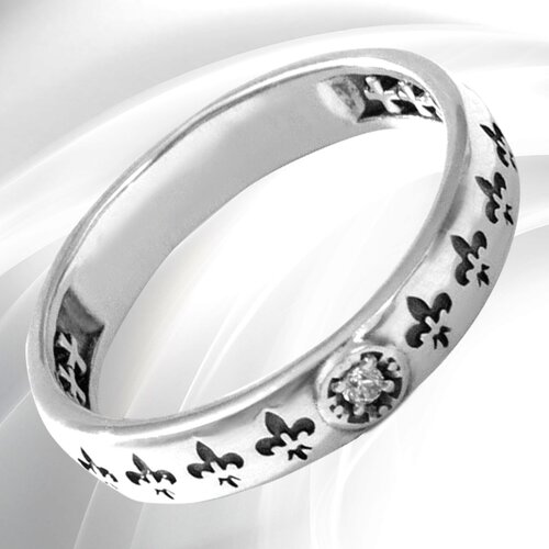 Кольцо обручальное VitaCredo серебро, 925 проба, родирование, фианит, серебряный, серый (серый/серебристый) - изображение №1
