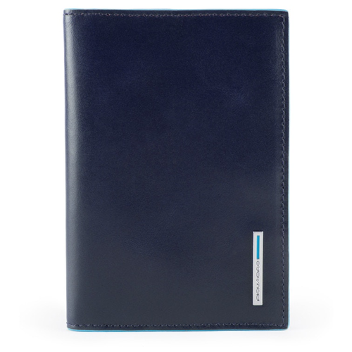 Обложка для паспорта PIQUADRO, натуральная кожа, синий (синий/тёмно-синий)