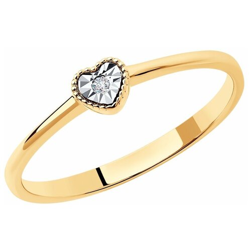 Кольцо Diamant, комбинированное золото, 585 проба, бриллиант - изображение №1