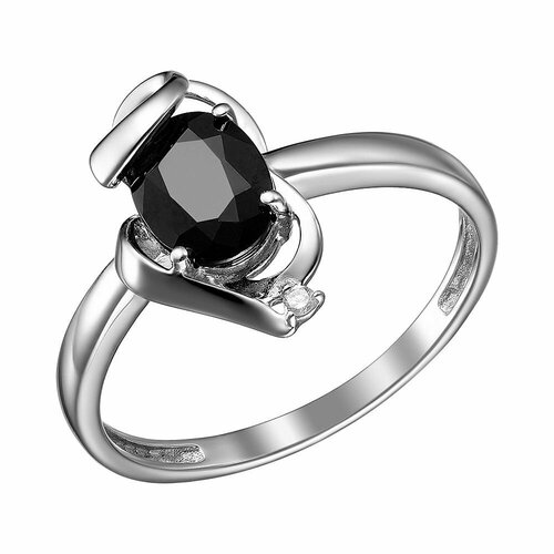 Перстень, серебро, 925 проба, фианит, сапфир, черный, серебряный (черный/серебристый/бесцветный)
