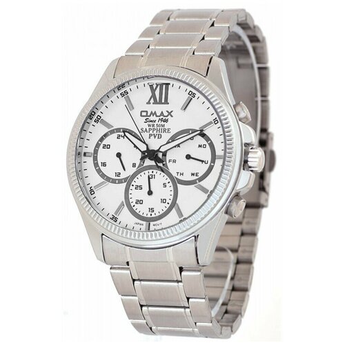 Наручные часы OMAX Часы наручные мужские Omax 00CSM005I003 Гарантия 1 год, серебряный, белый (серебристый/белый) - изображение №1
