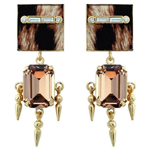 Серьги с подвесками Эстет, кристалл, кристаллы Swarovski, коричневый, золотой (коричневый/золотистый) - изображение №1