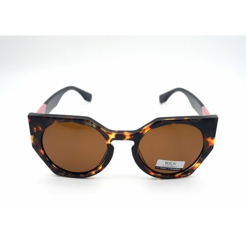 Солнцезащитные очки BEK, шестиугольные, оправа: пластик, спортивные, поляризационные, для женщин, коричневый