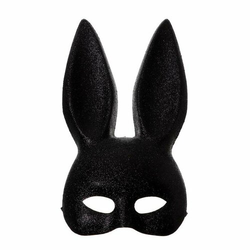 Карнавальная маска Страна Карнавалия "Зайка" черная с блестками, на резинке (черный)
