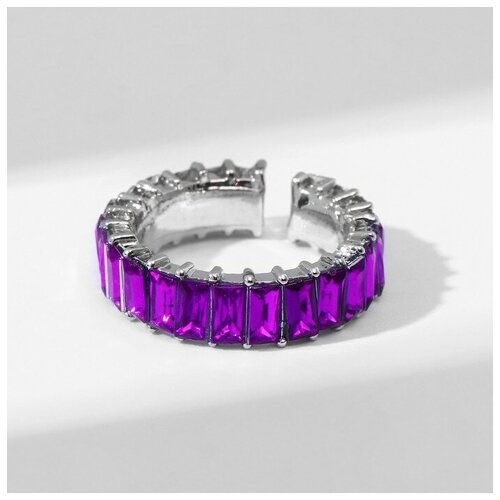 Кольцо Queen Fair, акрил, серебряный, фиолетовый (фиолетовый/серебристый) - изображение №1