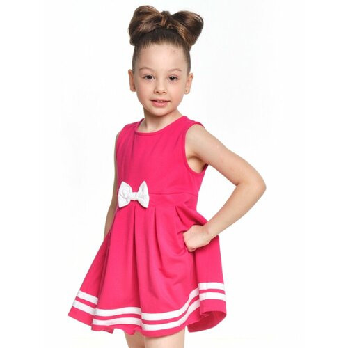 Платье Mini Maxi, футер, хлопок, трикотаж, однотонное, розовый, красный (красный/розовый) - изображение №1
