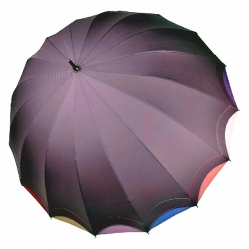 Зонт-трость Три слона, полуавтомат, система «антиветер», для женщин, фиолетовый