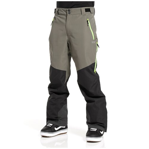Горнолыжные брюки Rehall, мембрана, регулировка объема талии, утепленные, водонепроницаемые, черный, серый (серый/черный)