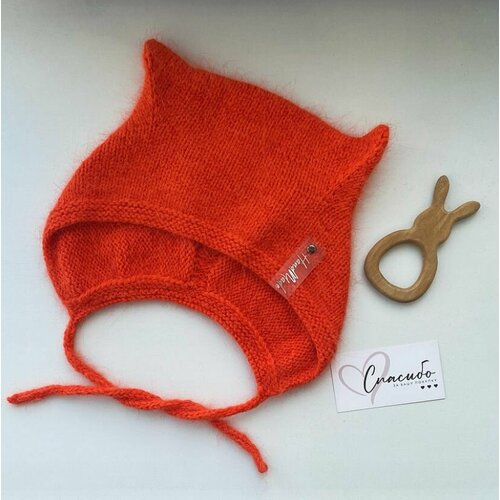Шапка-ушанка детская шапочка из пуха норки, оранжевый, красный (красный/оранжевый)
