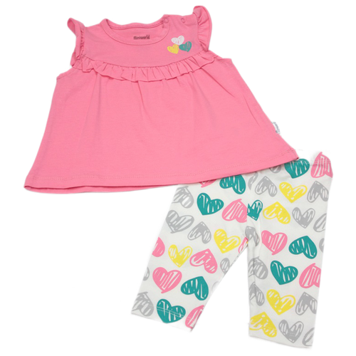 Комплект одежды  Miniworld для девочек, брюки и туника, повседневный стиль, коралловый