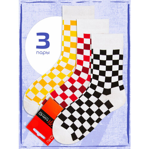 Носки Мачо, 3 пары, белый, красный, оранжевый, черный (черный/красный/оранжевый/белый)