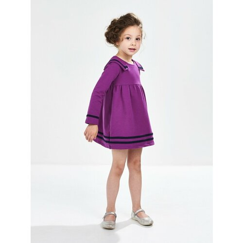 Платье Mini Maxi, футер, хлопок, трикотаж, однотонное, фиолетовый