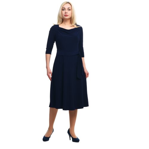 Платье Olsi, деним, полуприлегающее, миди, синий (синий/тёмно-синий) - изображение №1