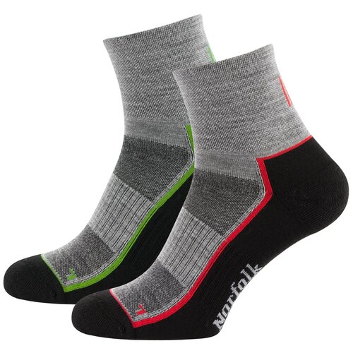 Носки Norfolk Socks, плоские швы, черный, серый, 2 пары (серый/черный)