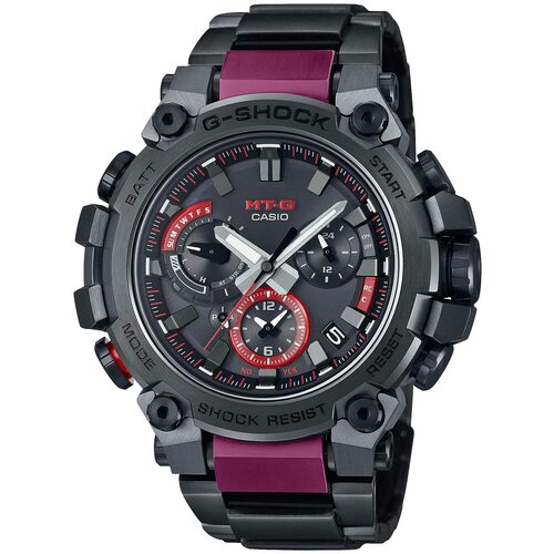 Наручные часы CASIO G-Shock Японские наручные часы Casio G-SHOCK MTG-B3000BD-1AER с хронографом, черный, бордовый (черный/бордовый/красный) - изображение №1