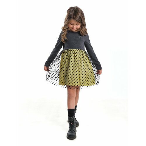 Платье Mini Maxi, хлопок, трикотаж, в горошек, желтый, черный (черный/желтый)