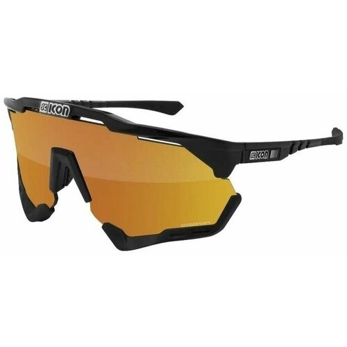 Солнцезащитные очки Scicon, монолинза, спортивные, зеркальные, черный