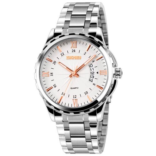 Наручные часы SKMEI Часы мужские кварцевые Skmei/Скмей 9069, водонепроницаемые, серебристые/золотистые, черный