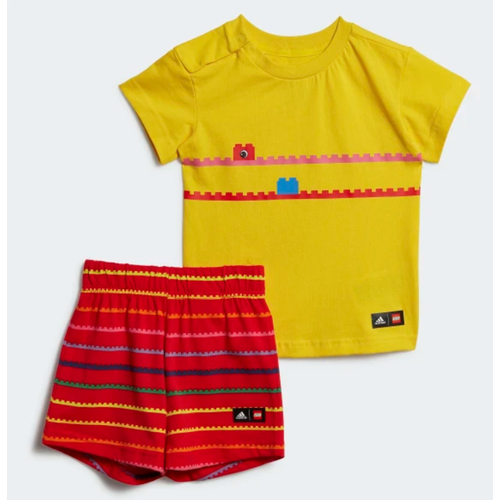Костюм adidas детский, футболка и шорты, желтый, красный (красный/желтый)
