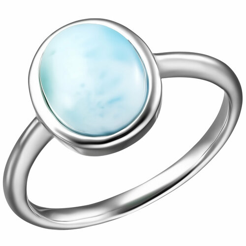 Перстень, серебро, 925 проба, родирование, ларимар, серебряный, голубой (голубой/серебристый/серебряный)