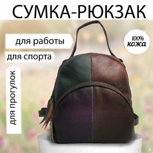 Рюкзак , коричневый, фиолетовый (коричневый/фиолетовый/мультиколор)