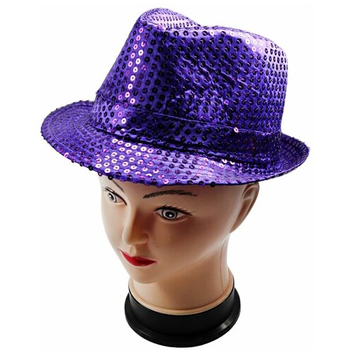 Шляпа Диско блестящая сиреневая с пайетками (фиолетовый)