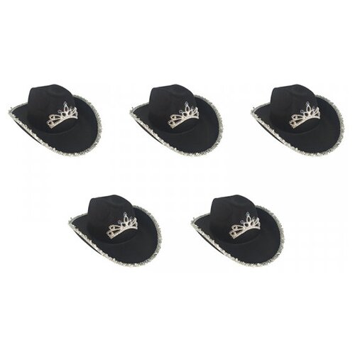 Шляпа ковбойская женская черная "Ковбой" (Набор 5 шт.) (черный) - изображение №1