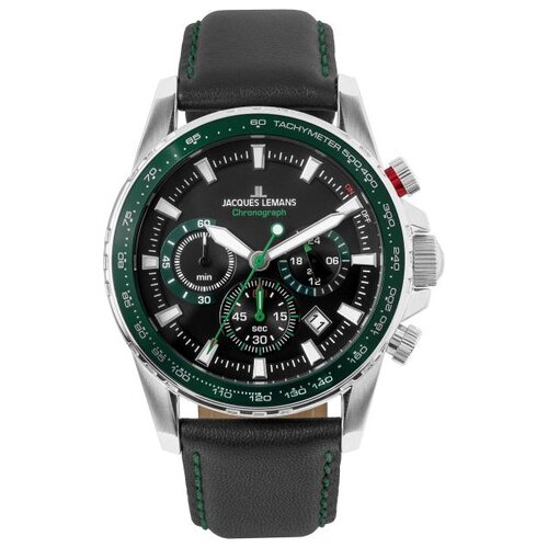 Наручные часы JACQUES LEMANS Sports 1-2099C, серый, зеленый (серый/черный/зеленый/серебристый) - изображение №1