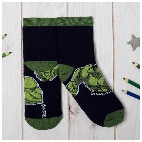 Носки Marvel, зеленый, черный (черный/зеленый)
