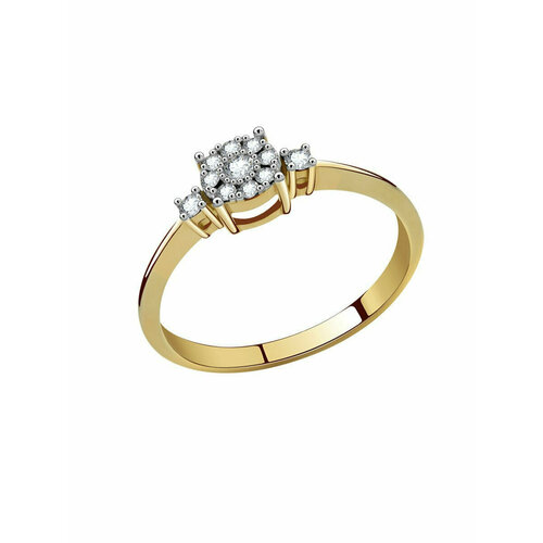Кольцо помолвочное VALTERA, желтое золото, 585 проба, бриллиант, золотой (золотой/золотистый) - изображение №1
