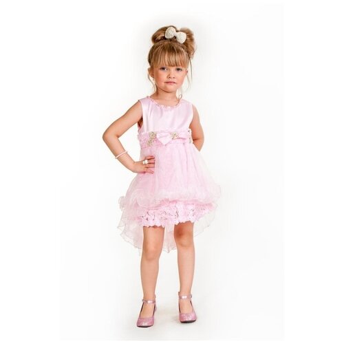 Платье Cascatto, нарядное, однотонное, розовый (розовый/белый)