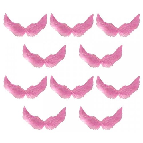 Крылья ангела розовые перьевые карнавальные большие 60х35см, на Хэллоуин и Новый год (10 пар в наборе) (розовый) - изображение №1
