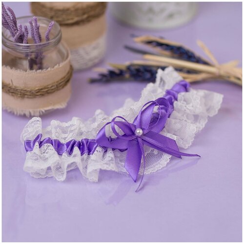 Подвязка Свадебная мечта, фиолетовый, белый (фиолетовый/белый/сиреневый)