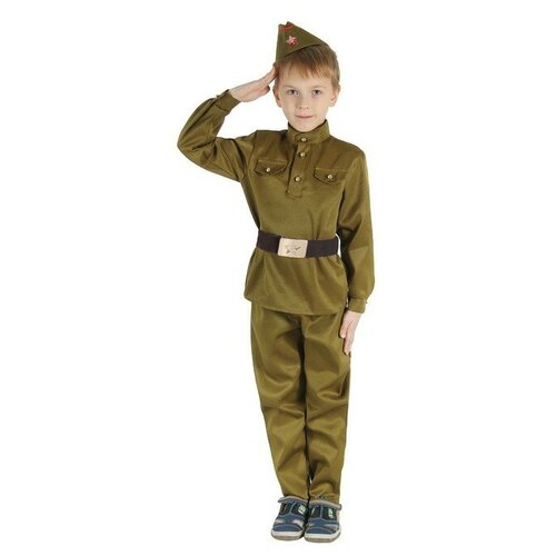 Карнавальный костюм "Военный" для мальчика, рост 152 см (зеленый/хаки/мультицвет)