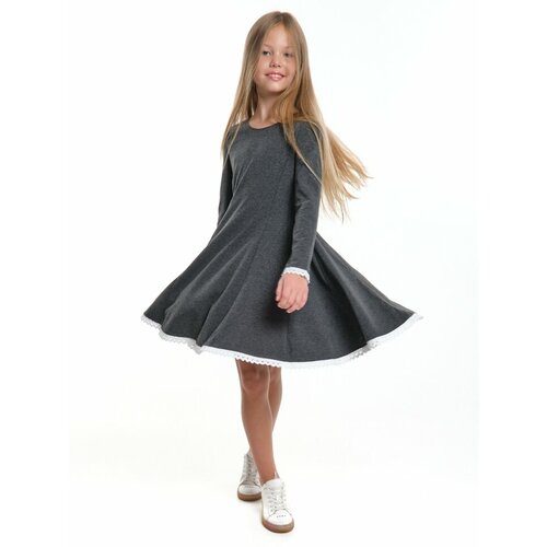 Школьное платье Mini Maxi, хлопок, трикотаж, однотонное, серый