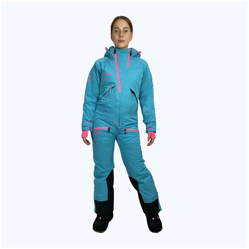 Комбинезон Snow Headquarter для сноубординга, зимний, карманы, капюшон, мембранный, утепленный, голубой