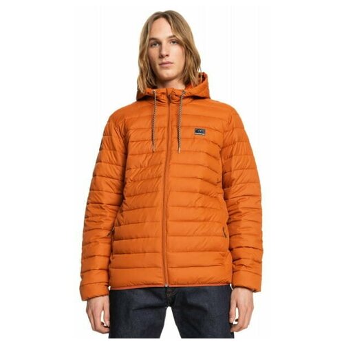 куртка Quiksilver демисезонная, подкладка, капюшон, карманы, манжеты, оранжевый