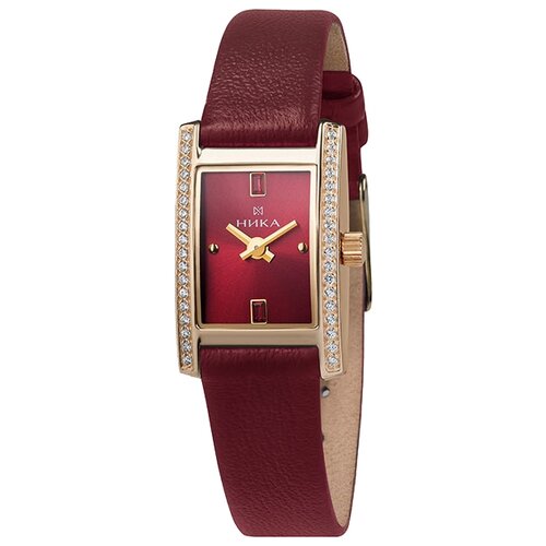Наручные часы НИКА женские, кварцевые, корпус золото, фианит, красный - изображение №1