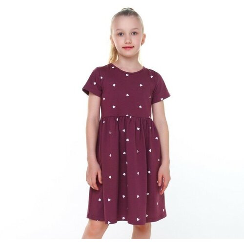 Платье для девочки, цвет бордо/сердце, рост 140 (бордовый) - изображение №1