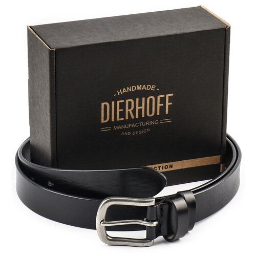 Ремень Dierhoff, натуральная кожа, металл, подарочная упаковка, для мужчин, длина 110 см., черный