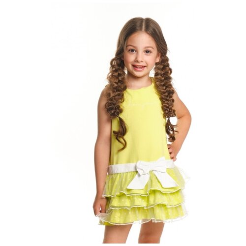 Платье Mini Maxi, хлопок, трикотаж, в горошек, желтый