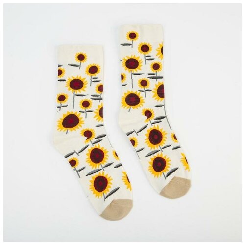 Женские носки Minaku средние, бежевый, желтый (бежевый/желтый)