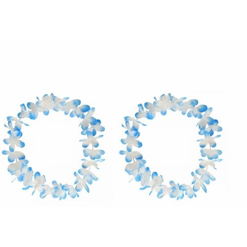Ожерелье гавайское "Двухцветное", цвет бело-синий-голубой (Набор 2 шт.)
