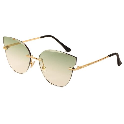 Солнцезащитные очки Keluona, бабочка, оправа: металл, градиентные, для женщин, золотой (зеленый/золотистый)