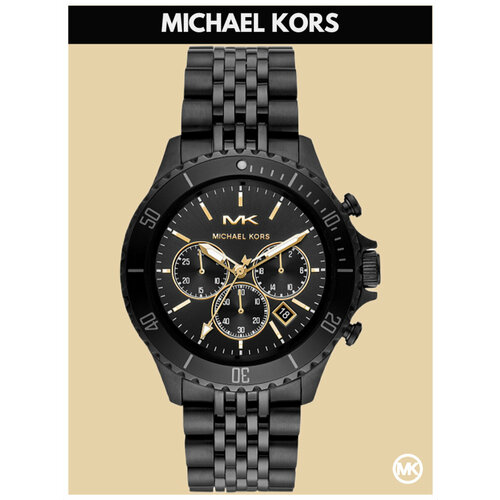 Наручные часы Мужские наручные часы Michael Kors с браслетом из нержавеющей стали, черные, черный